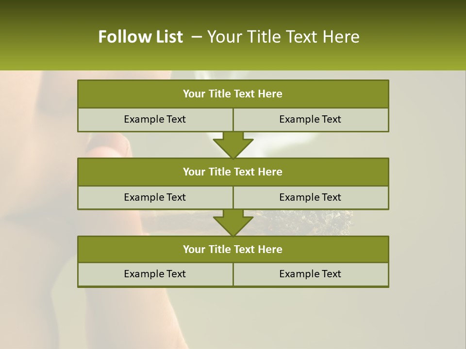 A Woman Smoking A Cigarette With A Green Background PowerPoint Template