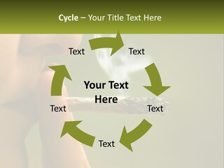 A Woman Smoking A Cigarette With A Green Background PowerPoint Template