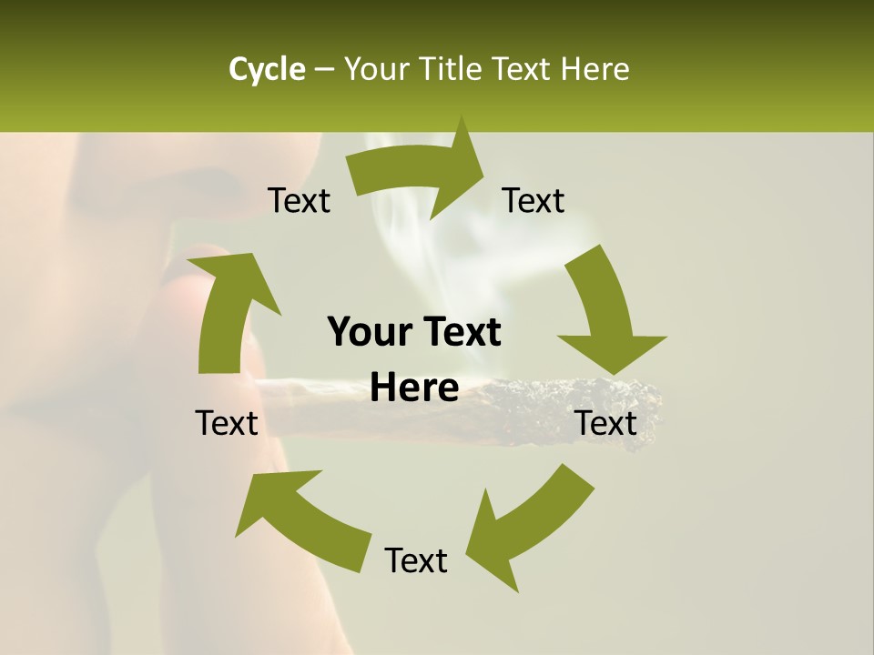 A Woman Smoking A Cigarette With A Green Background PowerPoint Template