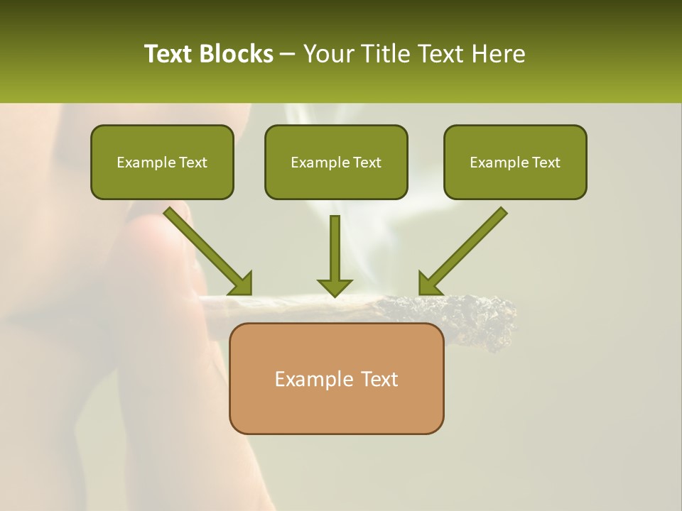 A Woman Smoking A Cigarette With A Green Background PowerPoint Template