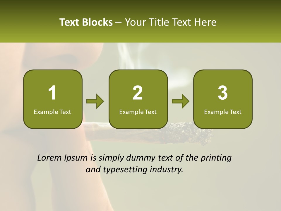 A Woman Smoking A Cigarette With A Green Background PowerPoint Template