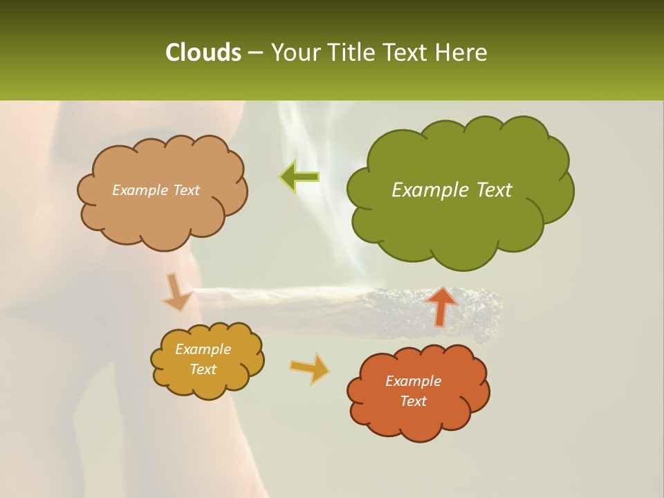 A Woman Smoking A Cigarette With A Green Background PowerPoint Template