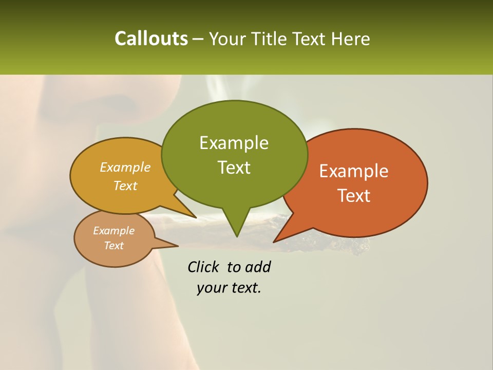 A Woman Smoking A Cigarette With A Green Background PowerPoint Template