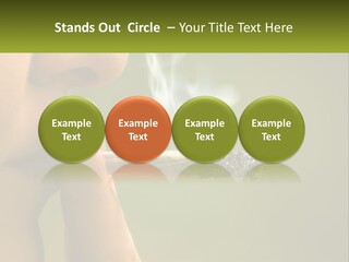 A Woman Smoking A Cigarette With A Green Background PowerPoint Template