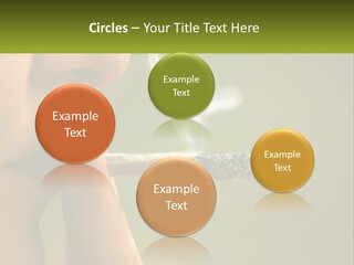 A Woman Smoking A Cigarette With A Green Background PowerPoint Template