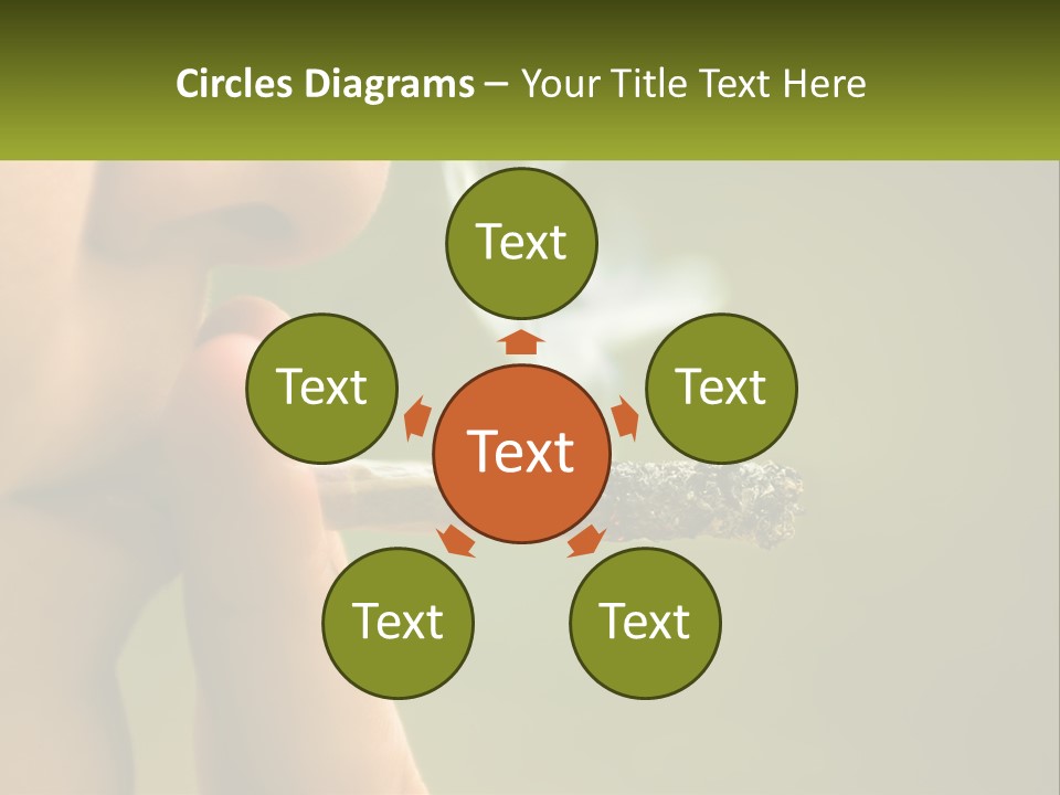 A Woman Smoking A Cigarette With A Green Background PowerPoint Template