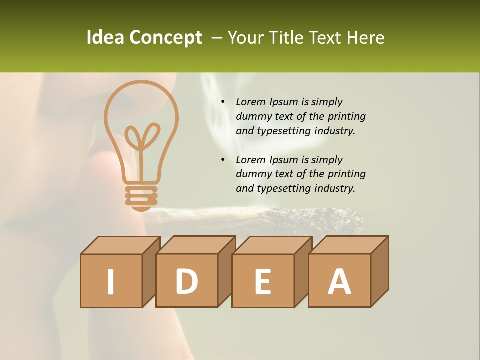 A Woman Smoking A Cigarette With A Green Background PowerPoint Template