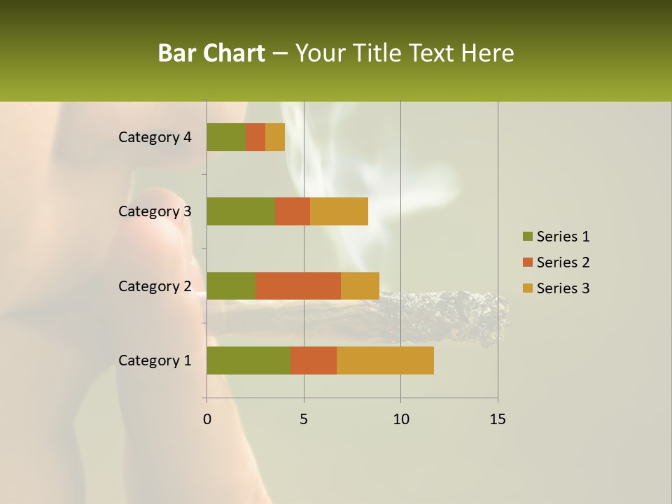 A Woman Smoking A Cigarette With A Green Background PowerPoint Template