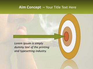 A Woman Smoking A Cigarette With A Green Background PowerPoint Template