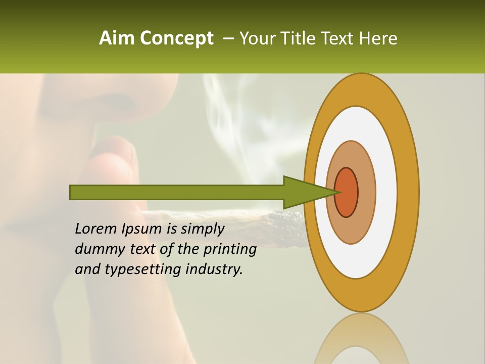 A Woman Smoking A Cigarette With A Green Background PowerPoint Template