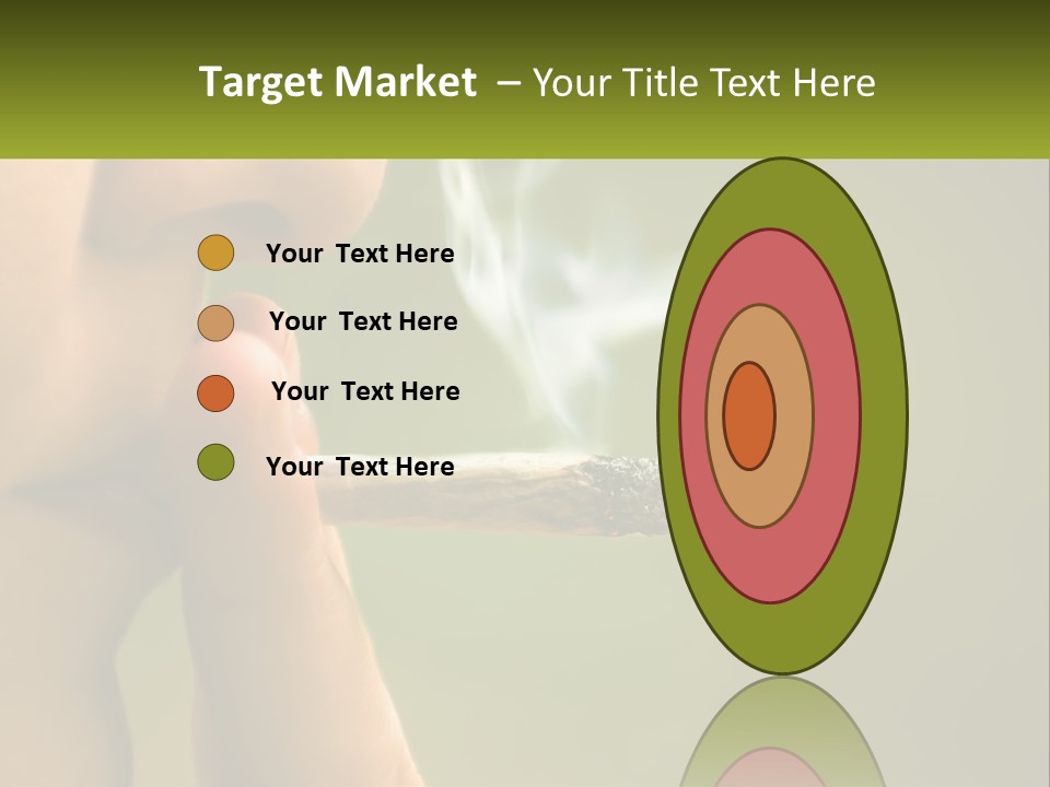 A Woman Smoking A Cigarette With A Green Background PowerPoint Template