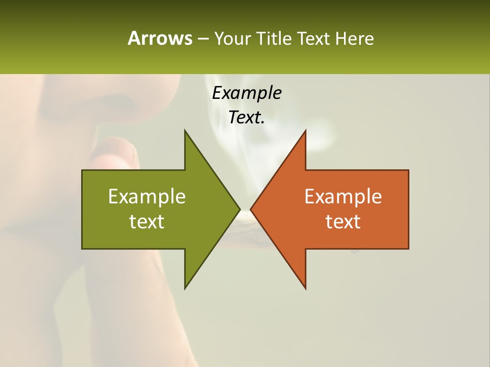 A Woman Smoking A Cigarette With A Green Background PowerPoint Template