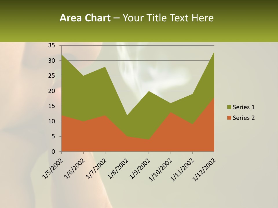 A Woman Smoking A Cigarette With A Green Background PowerPoint Template