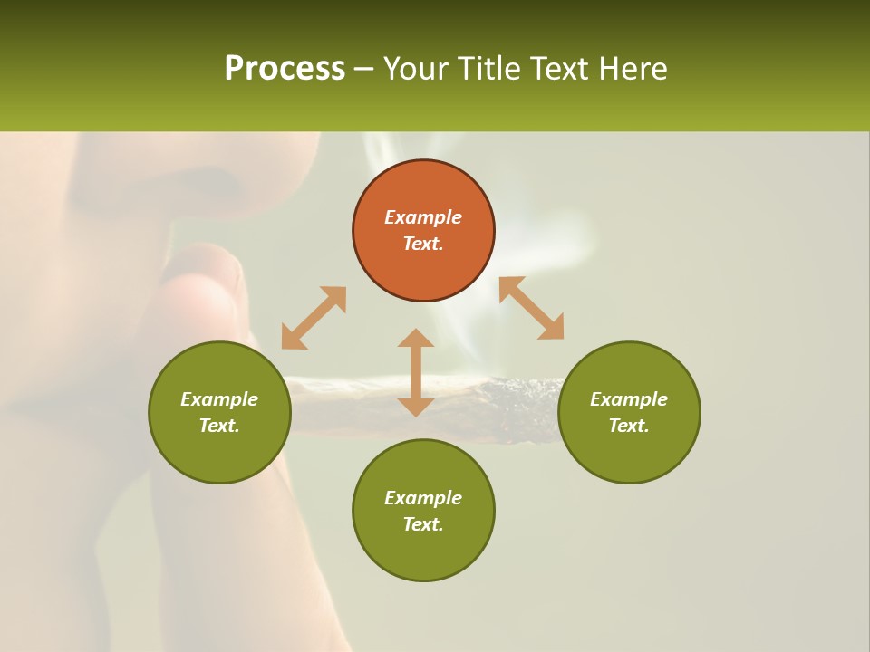 A Woman Smoking A Cigarette With A Green Background PowerPoint Template