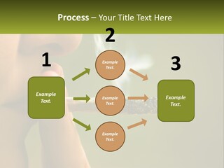 A Woman Smoking A Cigarette With A Green Background PowerPoint Template