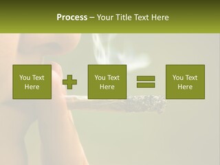 A Woman Smoking A Cigarette With A Green Background PowerPoint Template