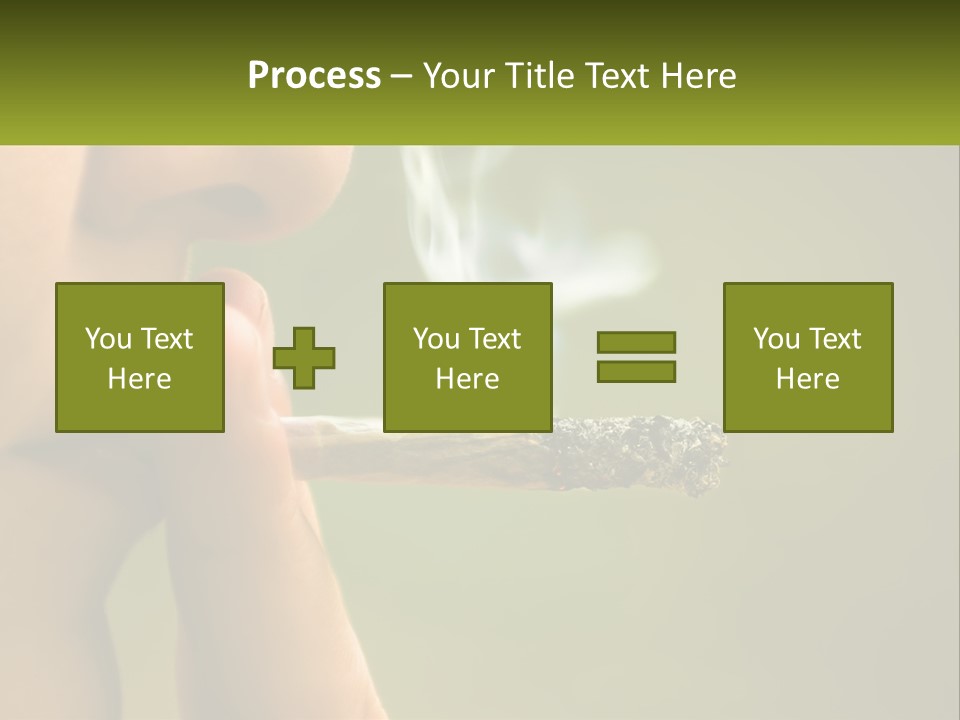A Woman Smoking A Cigarette With A Green Background PowerPoint Template