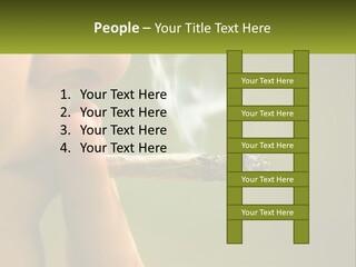 A Woman Smoking A Cigarette With A Green Background PowerPoint Template