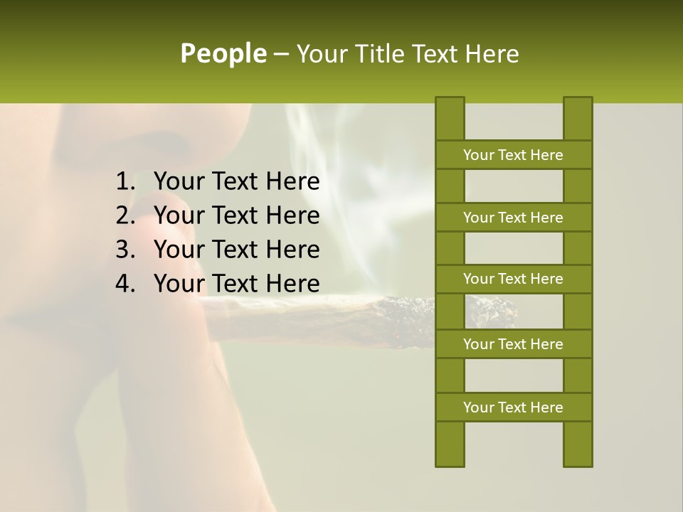 A Woman Smoking A Cigarette With A Green Background PowerPoint Template