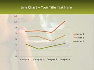 A Woman Smoking A Cigarette With A Green Background PowerPoint Template