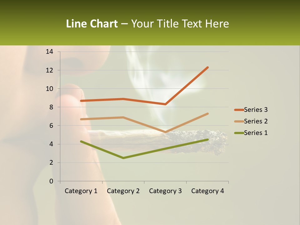 A Woman Smoking A Cigarette With A Green Background PowerPoint Template