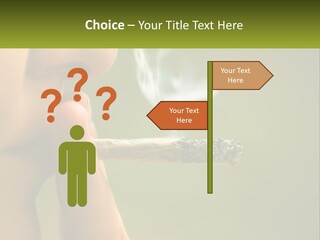 A Woman Smoking A Cigarette With A Green Background PowerPoint Template