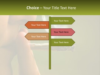 A Woman Smoking A Cigarette With A Green Background PowerPoint Template