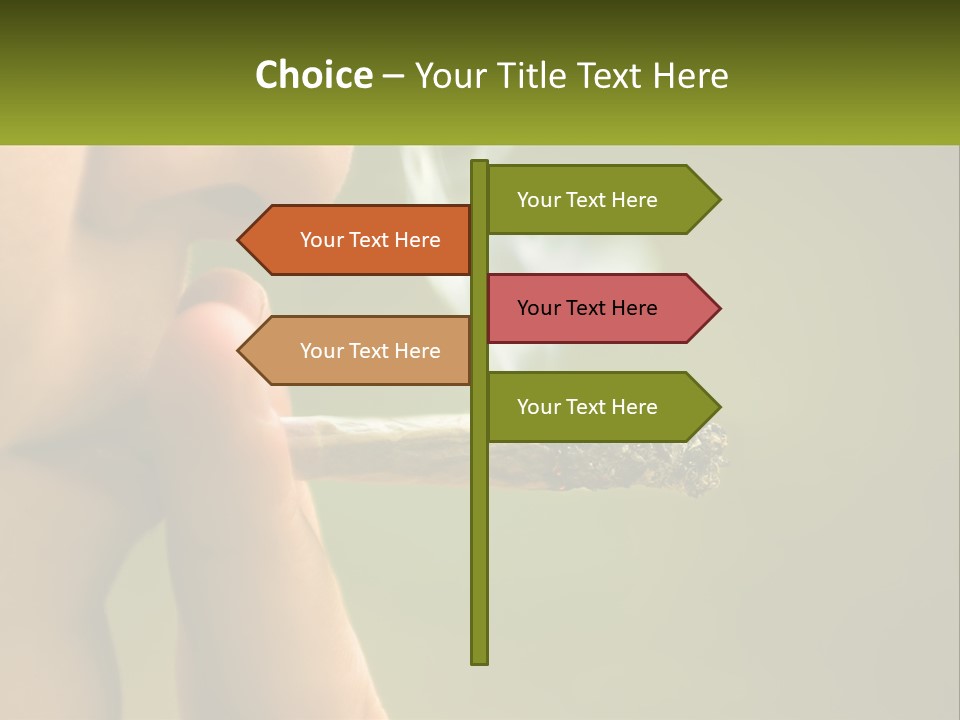 A Woman Smoking A Cigarette With A Green Background PowerPoint Template
