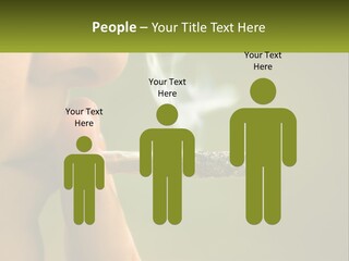 A Woman Smoking A Cigarette With A Green Background PowerPoint Template