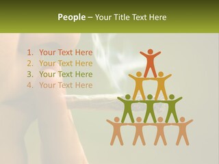 A Woman Smoking A Cigarette With A Green Background PowerPoint Template