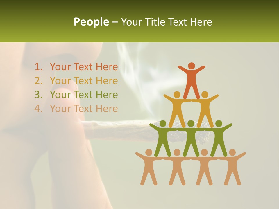 A Woman Smoking A Cigarette With A Green Background PowerPoint Template