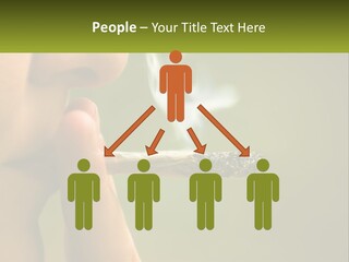 A Woman Smoking A Cigarette With A Green Background PowerPoint Template