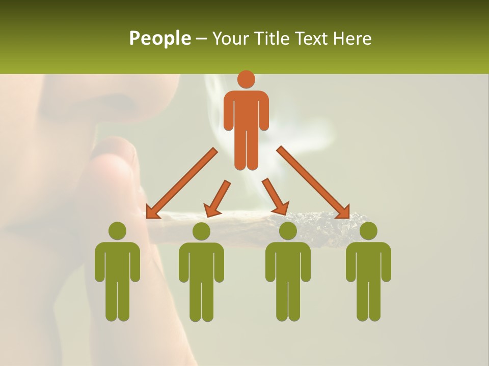 A Woman Smoking A Cigarette With A Green Background PowerPoint Template