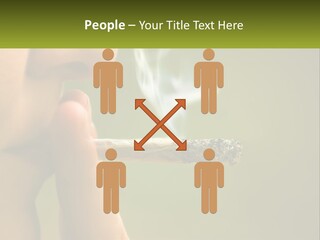 A Woman Smoking A Cigarette With A Green Background PowerPoint Template