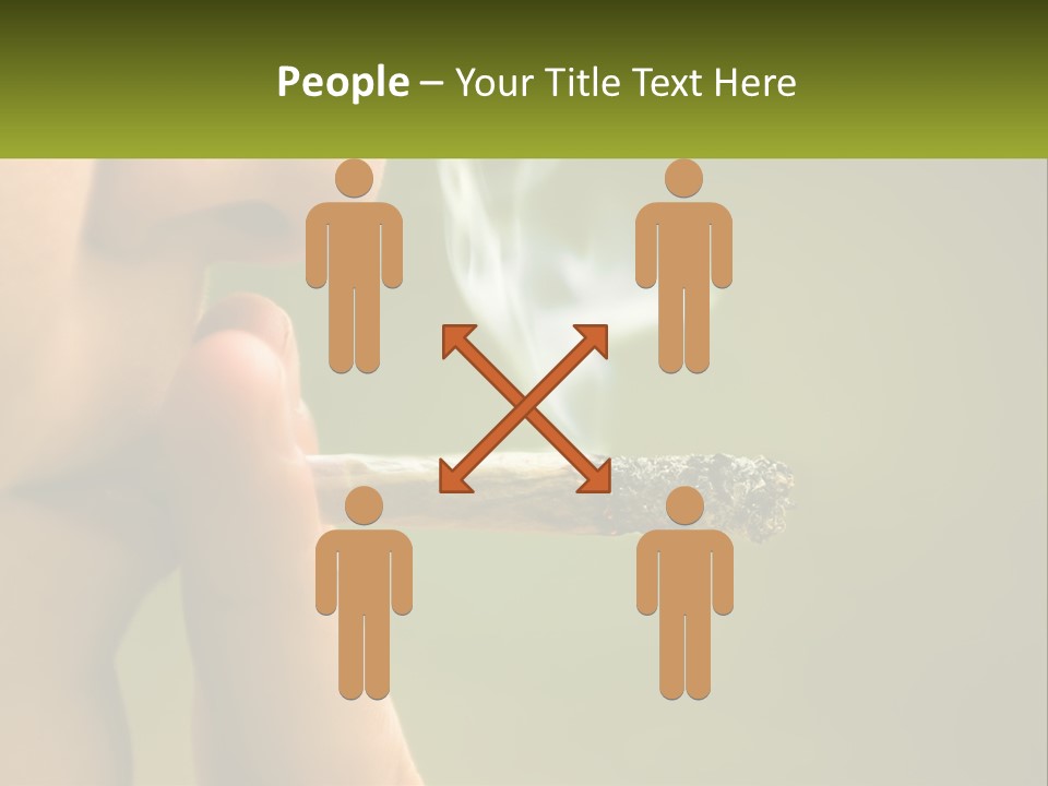 A Woman Smoking A Cigarette With A Green Background PowerPoint Template