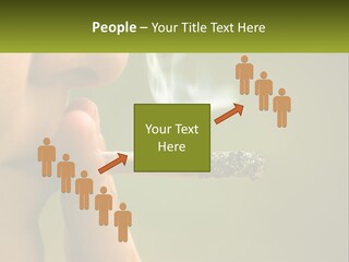 A Woman Smoking A Cigarette With A Green Background PowerPoint Template