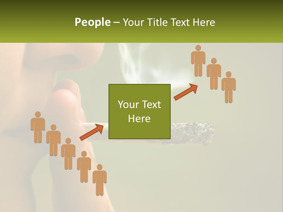 A Woman Smoking A Cigarette With A Green Background PowerPoint Template