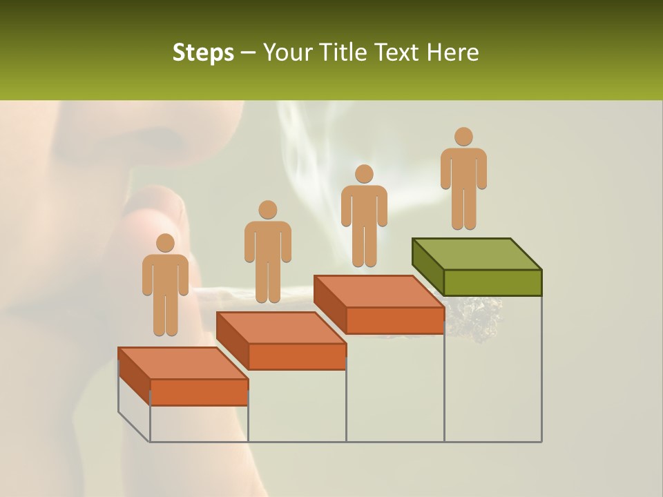 A Woman Smoking A Cigarette With A Green Background PowerPoint Template