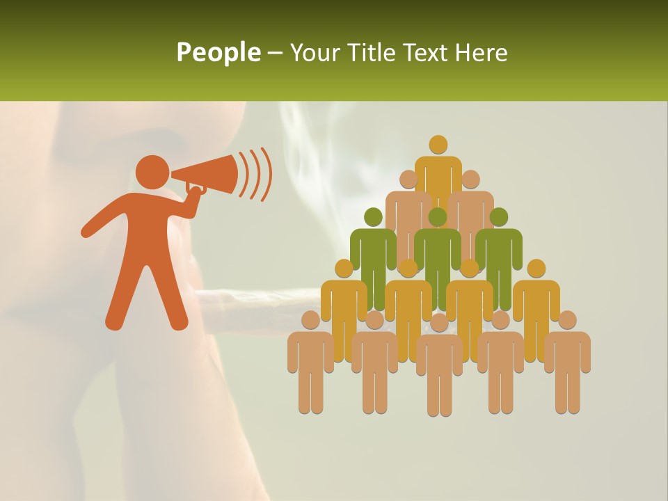 A Woman Smoking A Cigarette With A Green Background PowerPoint Template