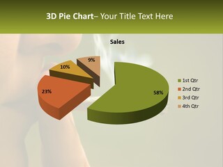 A Woman Smoking A Cigarette With A Green Background PowerPoint Template