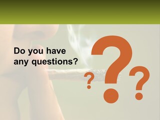 A Woman Smoking A Cigarette With A Green Background PowerPoint Template