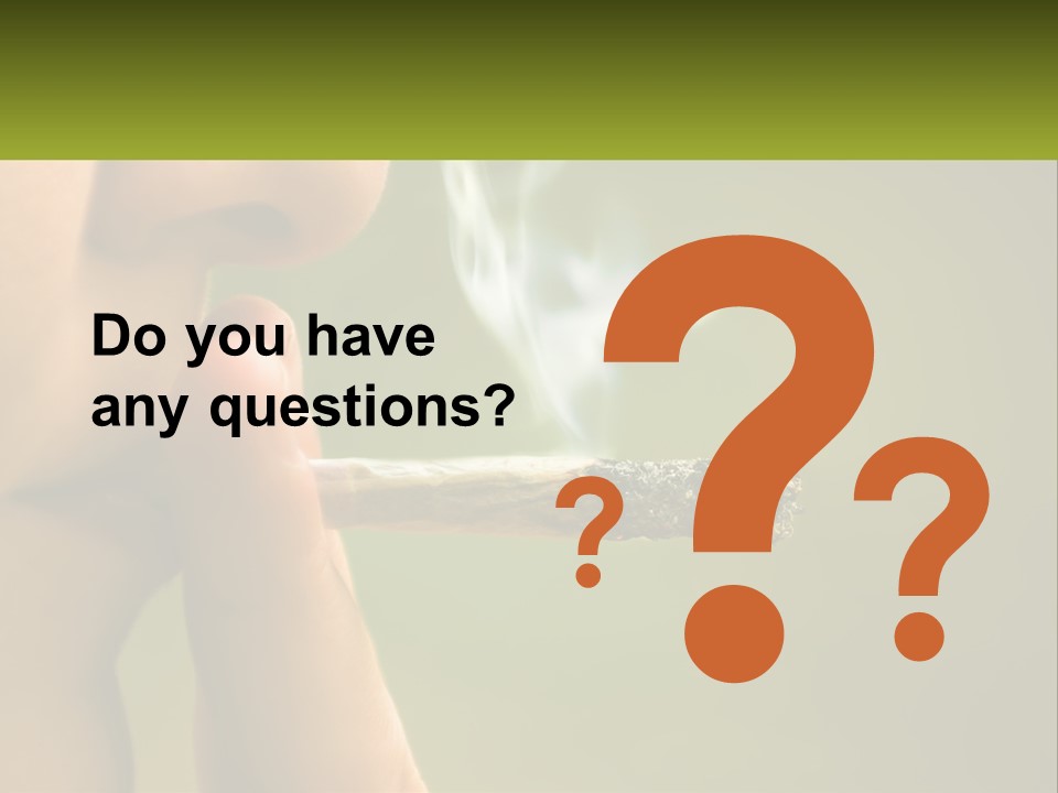 A Woman Smoking A Cigarette With A Green Background PowerPoint Template