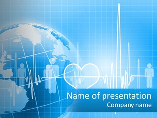 A Blue Globe With A Heart On It PowerPoint Template