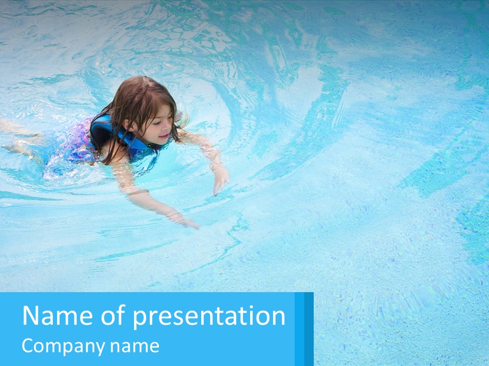 A Young Girl Swimming In A Pool Of Water PowerPoint Template