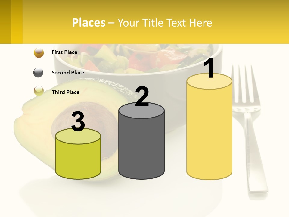 A Bowl Of Salad With An Avocado Next To A Fork PowerPoint Template