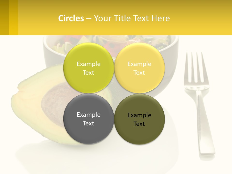 A Bowl Of Salad With An Avocado Next To A Fork PowerPoint Template