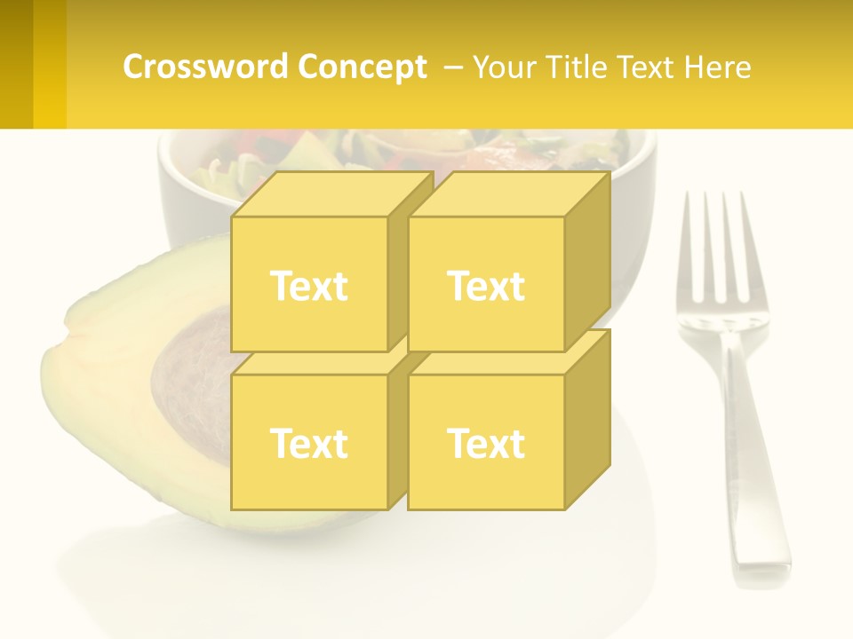 A Bowl Of Salad With An Avocado Next To A Fork PowerPoint Template