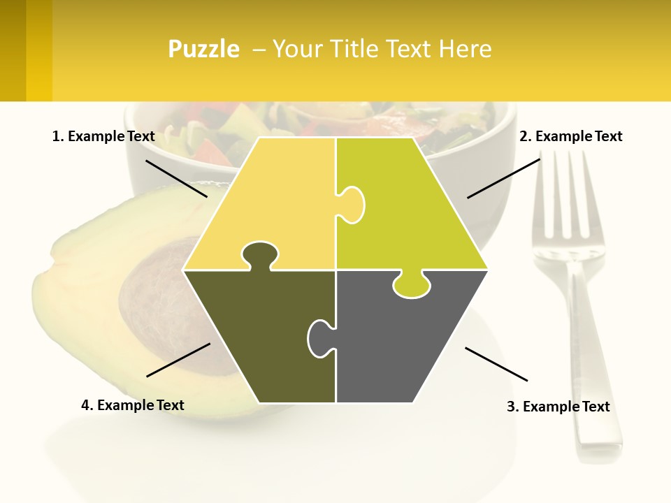 A Bowl Of Salad With An Avocado Next To A Fork PowerPoint Template