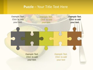 A Bowl Of Salad With An Avocado Next To A Fork PowerPoint Template