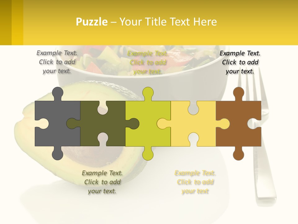 A Bowl Of Salad With An Avocado Next To A Fork PowerPoint Template